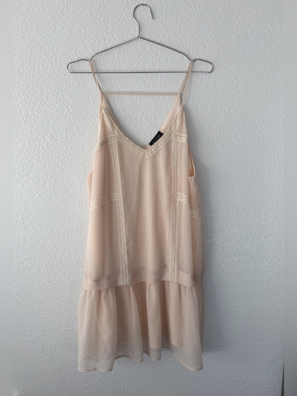 Astr Cream Chiffon Slip Dress